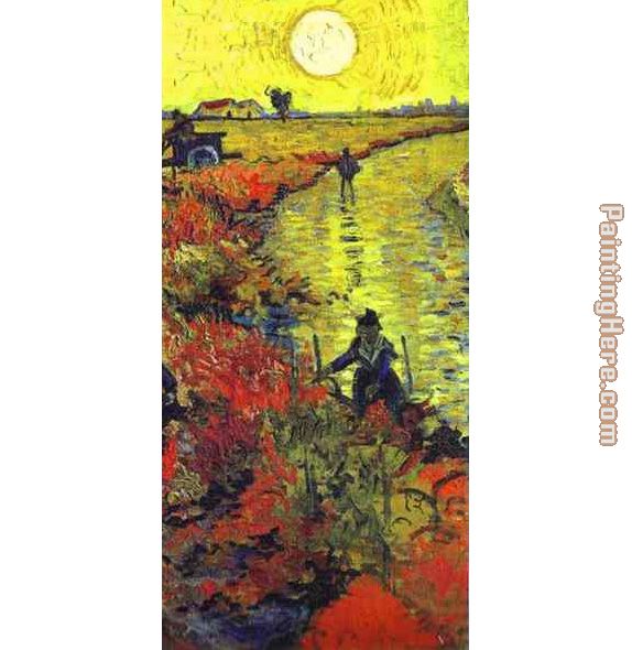 The Red Vineyard at Arles detail painting - Vincent van Gogh The Red Vineyard at Arles detail art painting